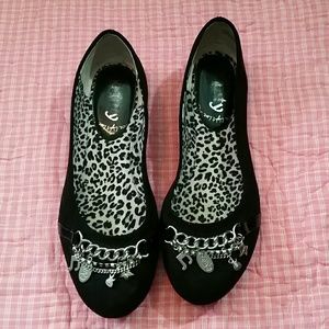 Black Flats with silver chains